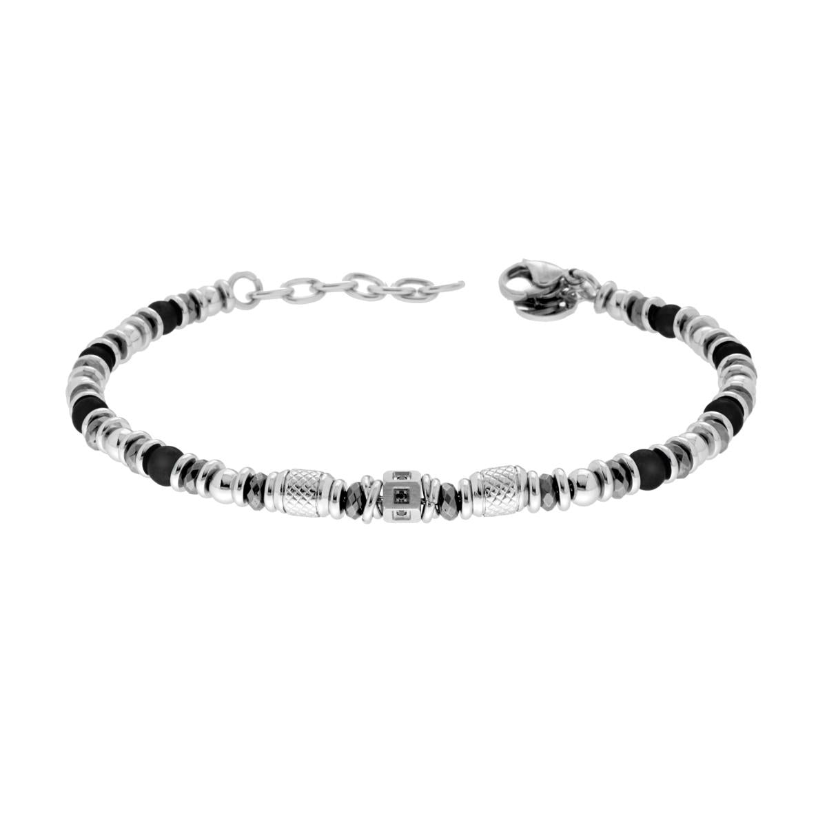 Bracciale Catena con Pietre colore Nero Crystal Nero e Accessori in ACCIAIO