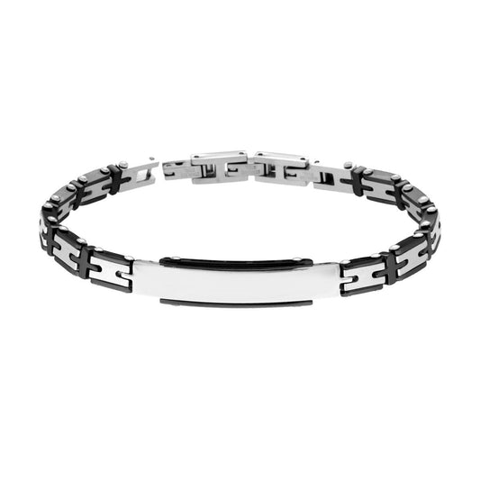 Bracciale Uomo Catena Imperniata Nera con Targa in ACCIAIO