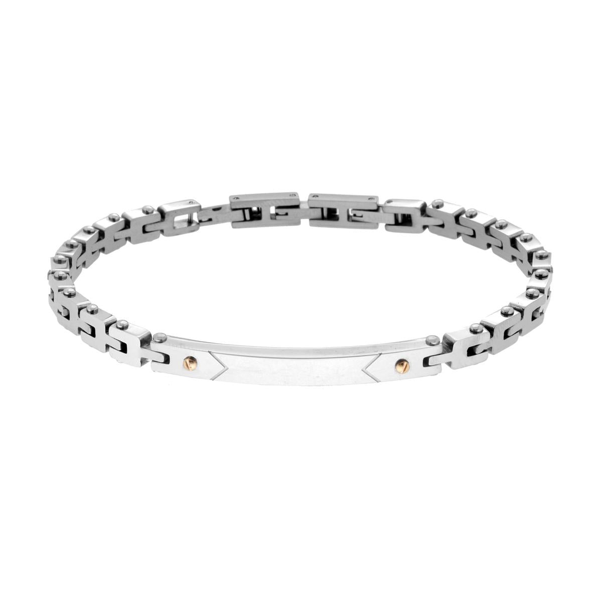 Bracciale Uomo Catena Imperniata con Targa in ACCIAIO