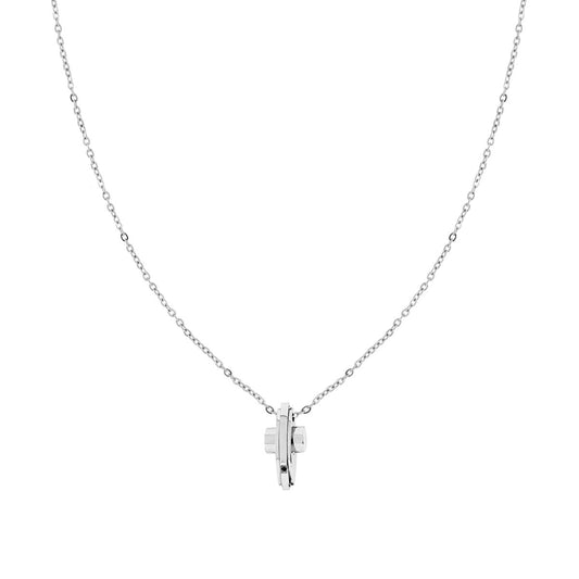 Collana Catena Forzatina Diamantata con Croce con Crystal Nero in ACCIAIO