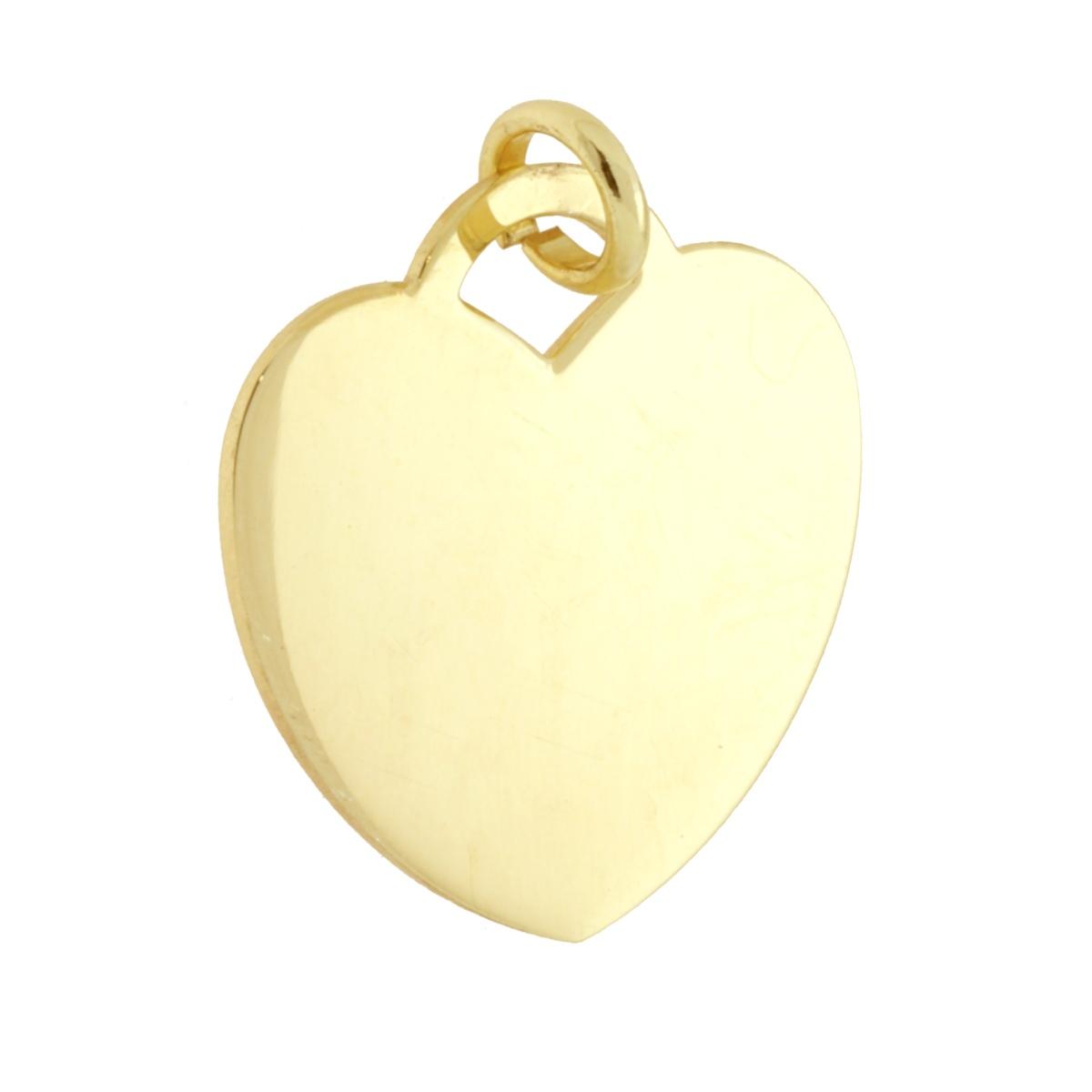 Ciondolo piastrina a forma di cuore con finitura liscia e lucida adatto per incisioni personalizzate.<BR>Made in Italy