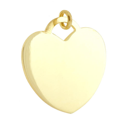 Ciondolo piastrina a forma di cuore con finitura liscia e lucida adatto per incisioni personalizzate.<BR>Made in Italy