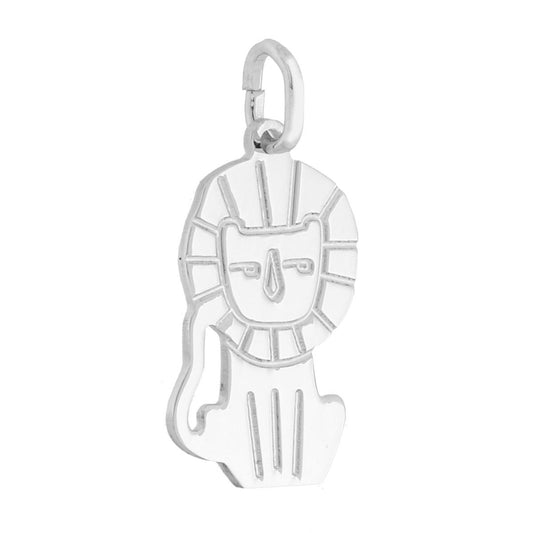 Ciondolo piastrina a forma di leone con finitura laser e lucida.<BR>Made in Italy