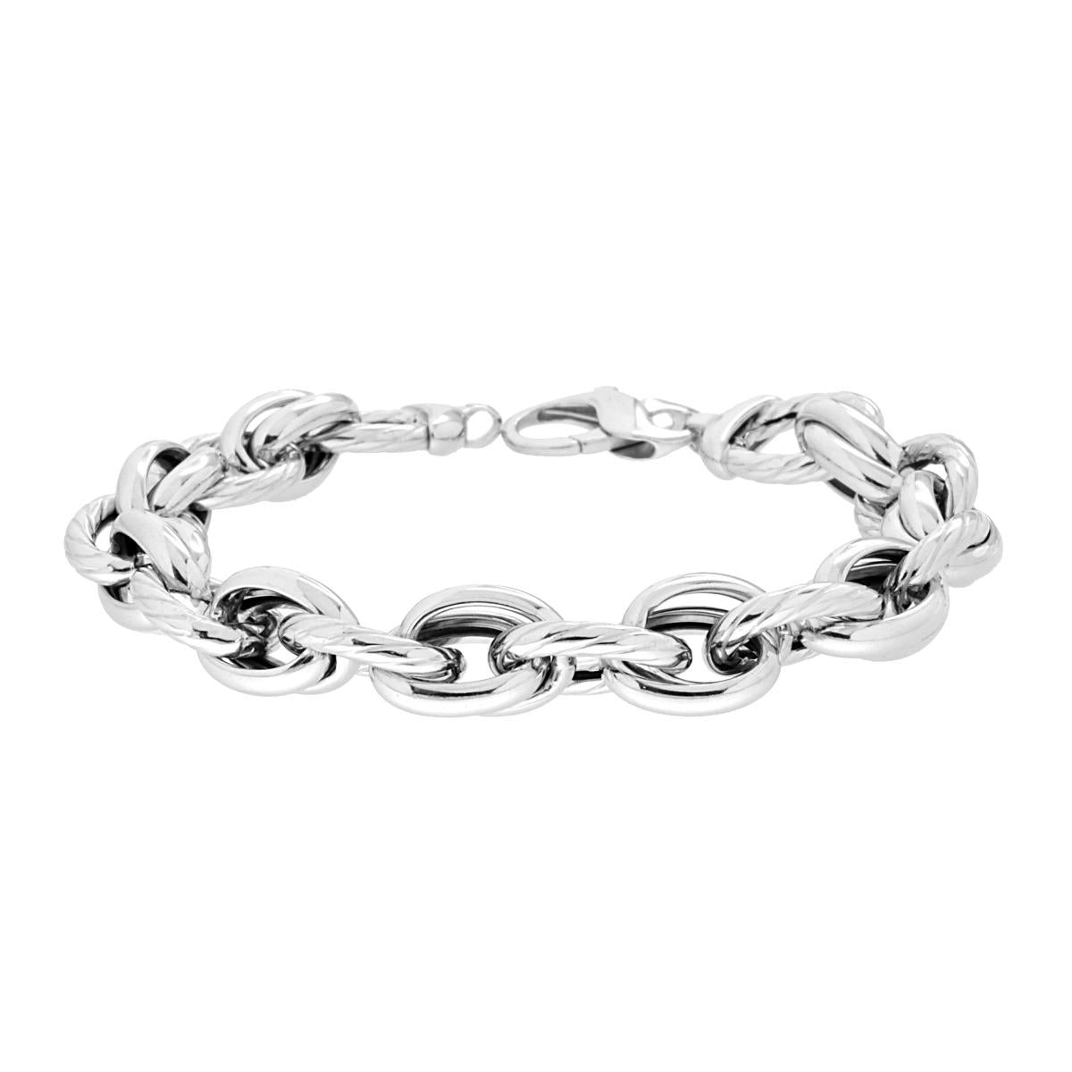 Bracciale Catena Forzatina Multimaglia in ARGENTO 925 Galvanica Rodio