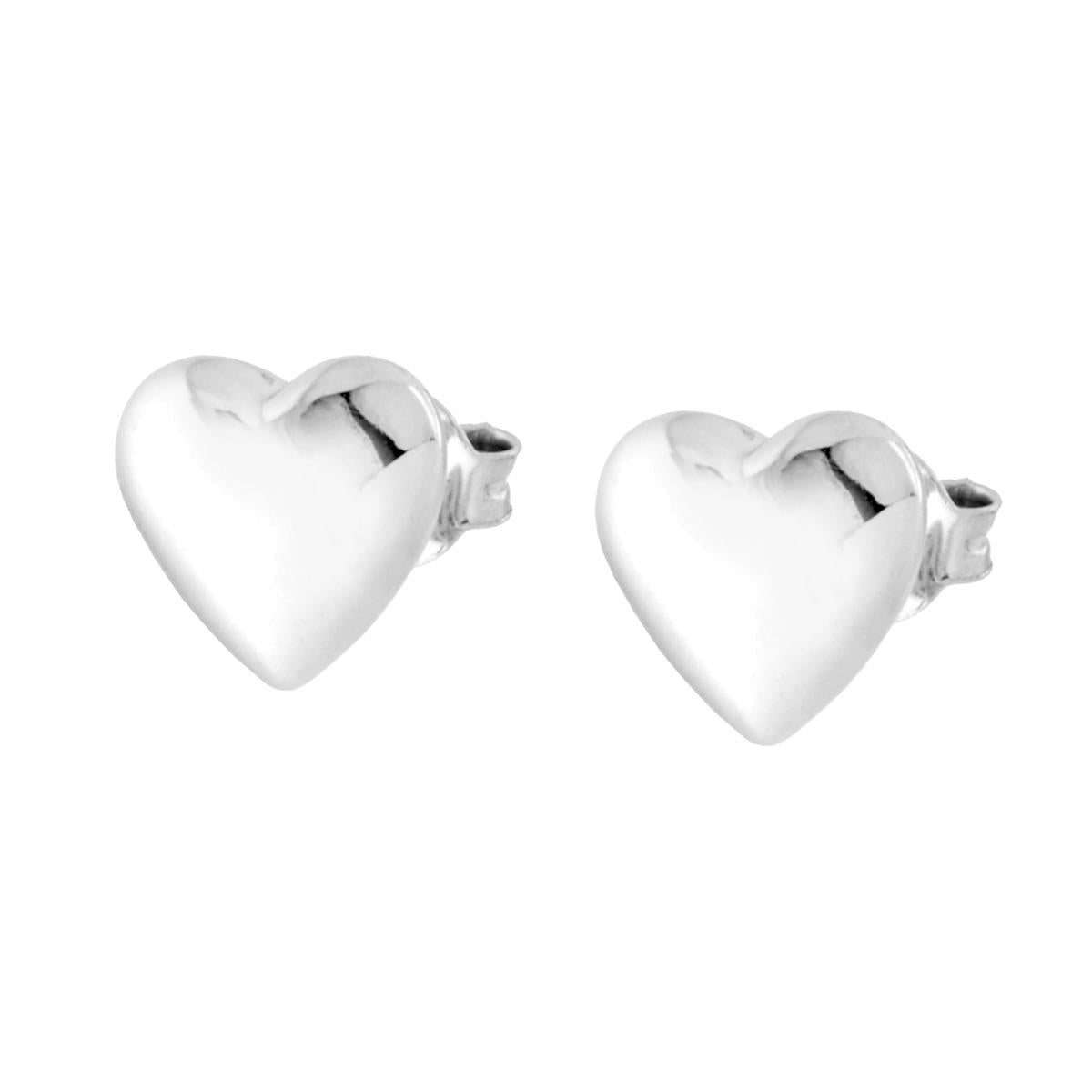 Orecchini Cuore bombato in ARGENTO 925 Galvanica Rodio