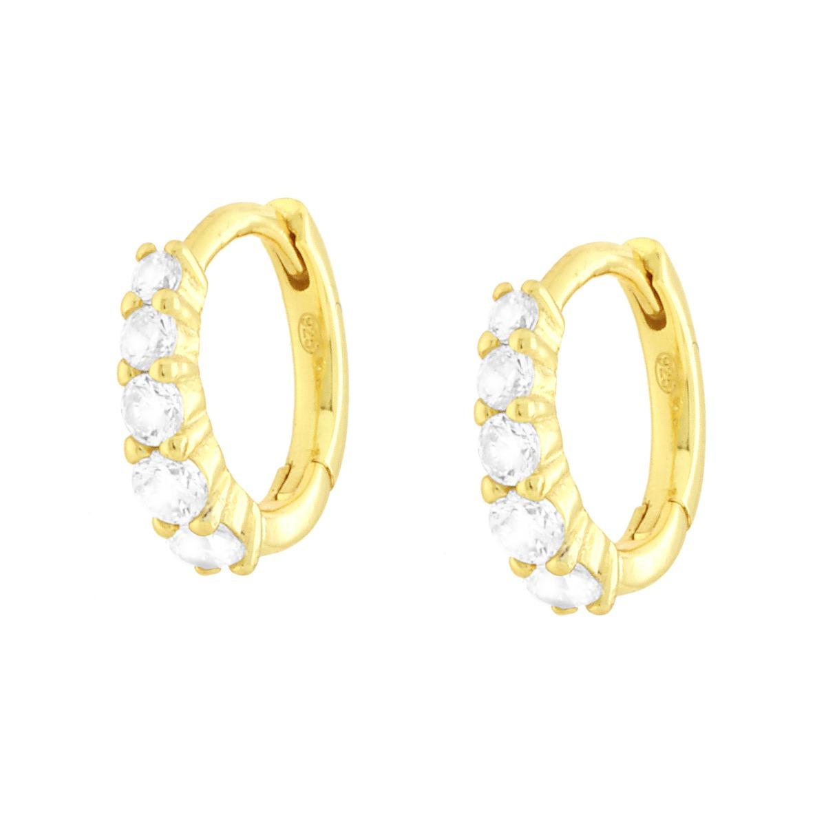 Orecchini Cerchio Scattino con Cubic Zirconia Bianchi in ARGENTO 925 Galvanica Oro