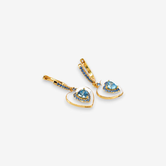 Orecchini Donna a Cuore in Argento 925 smaltati con zirconi
