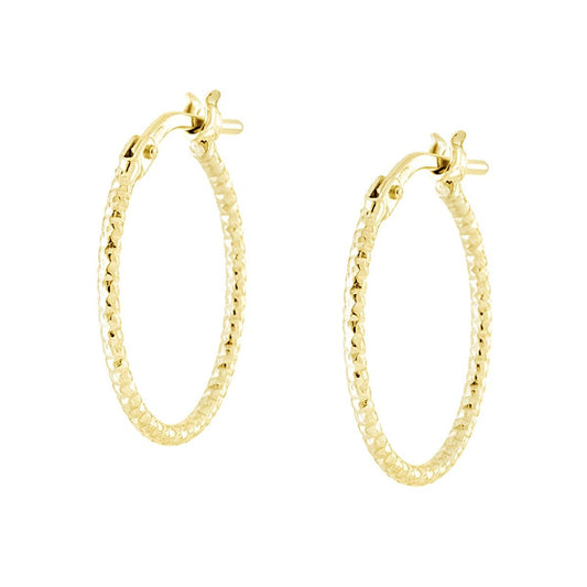 Orecchini Cerchio Diamantato mm 17 sezione canna mm 1,2 in ARGENTO 925 Galvanica Oro