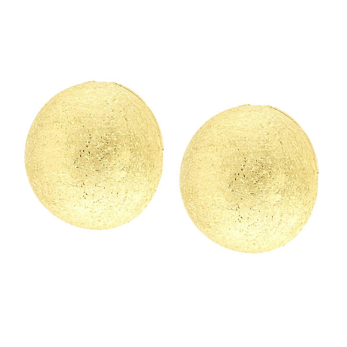 Orecchini Semisfera Spazzolati Diamantati mm 20 in ARGENTO 925 Galvanica Oro