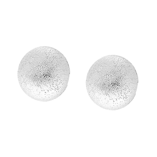 Orecchini Semisfera Spazzolati Diamantati mm 12 in ARGENTO 925 Galvanica Rodio<BR>