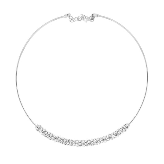 Collana Rigida Filo mm 1,5 con Inserto in Catena Coreana in ARGENTO 925 Galvanica Rodio