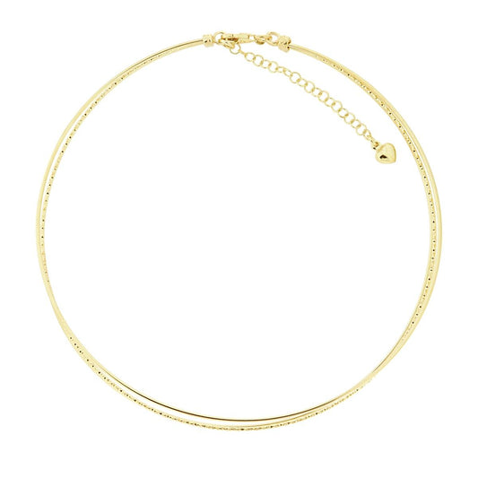 Collana Rigida tre fili Diamantata con Cuoricino pendente in ARGENTO 925 Galvanica Oro