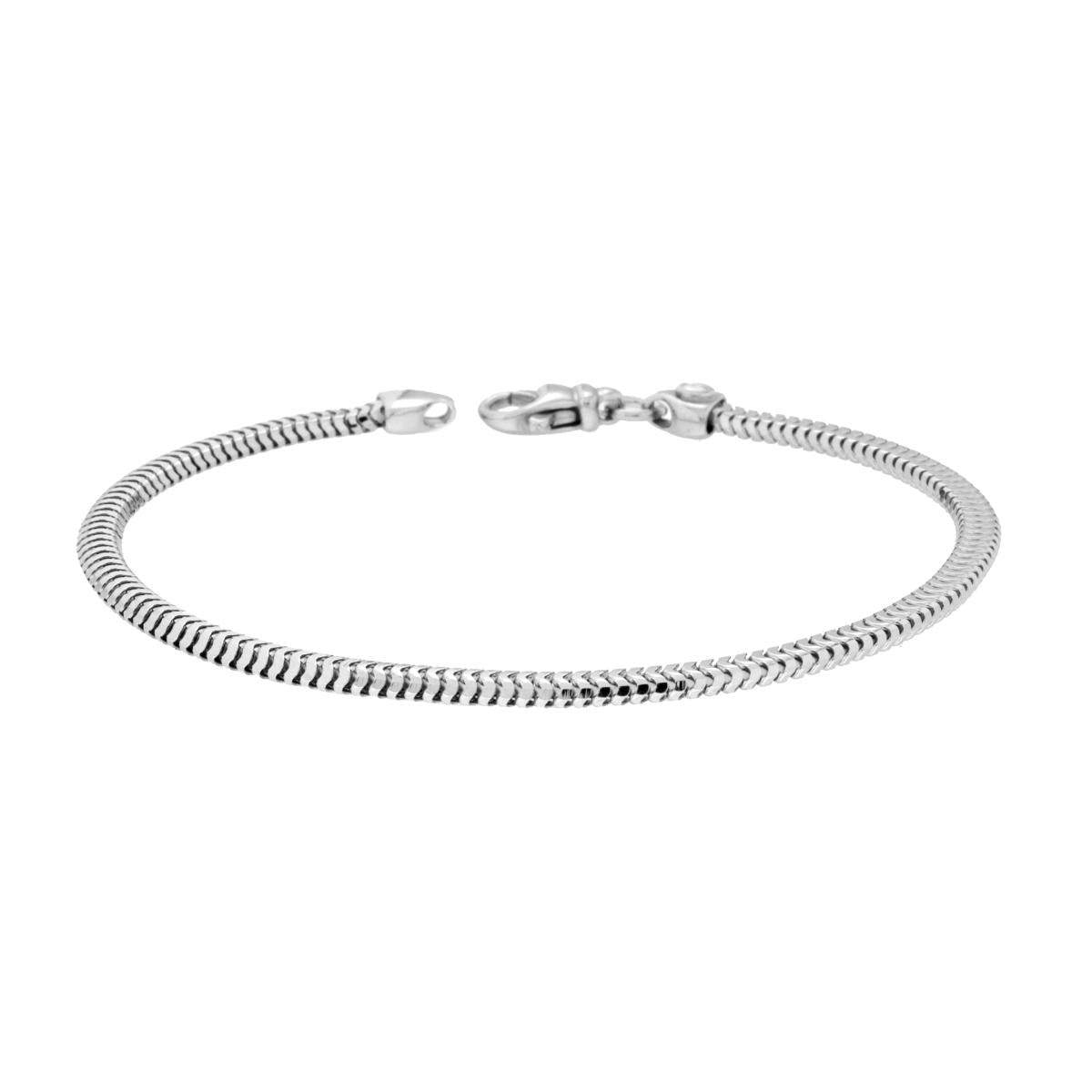 Bracciale Catena Coda di Topo piatta in ARGENTO 925 Galvanica Rodio