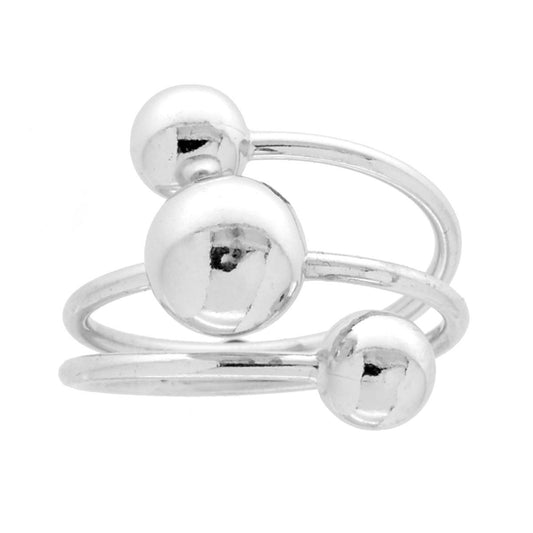 Anello multifilo con Sfere lucide in ARGENTO 925 Galvanica Rodio