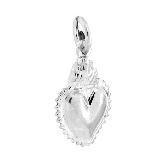 Ciondolo a forma di cuore votivo con finitura liscia e lucida.<BR>Made in Italy