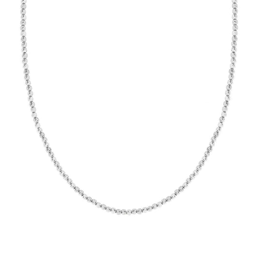 Collana Catena con Palline Diamantate mm 3 in ARGENTO 925 Galvanica Rodio