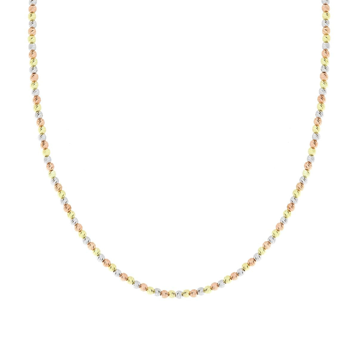 Collana Catena con Palline Diamantate mm 3 in ARGENTO 925 Galvanica Rodio Oro e Rosa