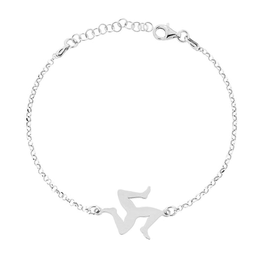 Bracciale Catena Rolo Diamantata con Trinacria mm 18 in ARGENTO 925 Galvanica Rodio