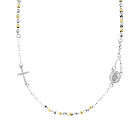 Collana Rosario modello Girocollo cm 50 con Palline Oro mm 3 in ACCIAIO