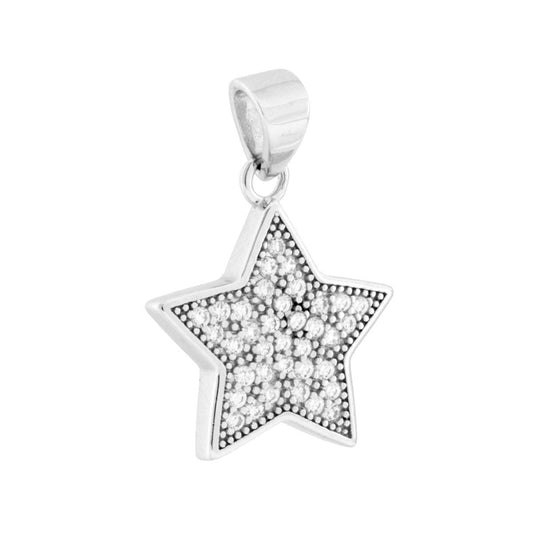 Ciondolo a forma di stella con cubic zirconia bianchi incastonati.