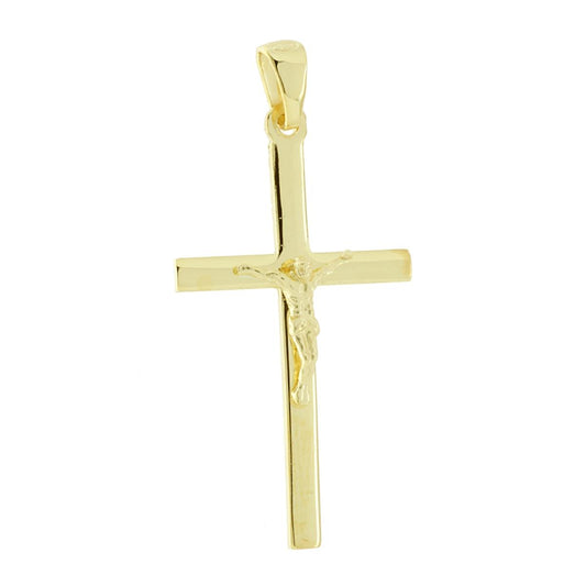 Ciondolo a forma di croce con Ges Cristo con finitura liscia e lucida.<BR>Made in Italy