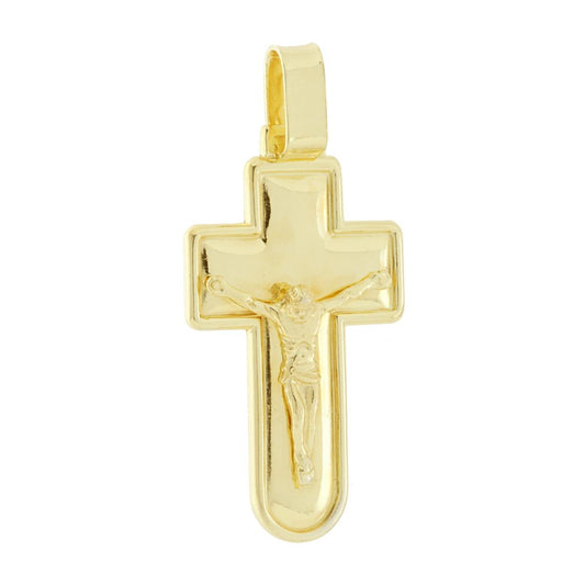 Ciondolo a forma di croce con Ges Cristo con finitura liscia e lucida.<BR>Made in Italy