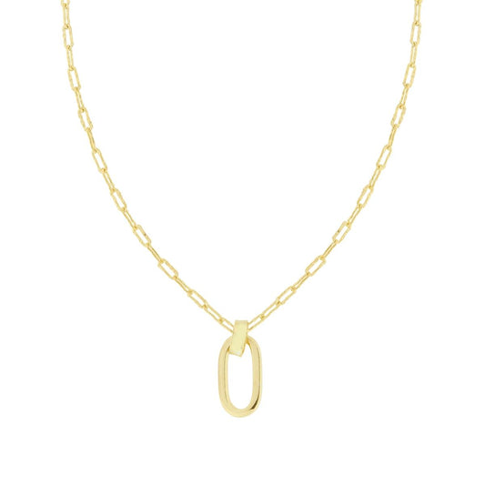 Collana Catena Forzatina effetto Martellato con Ovale in ARGENTO 925 Galvanica Oro