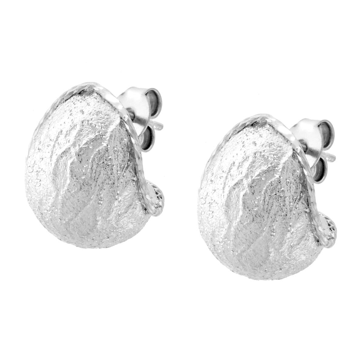 Orecchini Goccia effetto Spazzolato Brillantato in ARGENTO 925 Galvanica Rodio