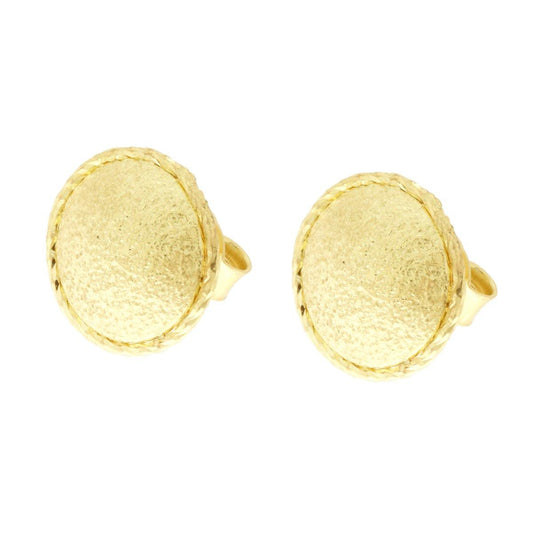 Orecchini Tondo effetto Spazzolato Brillantato in ARGENTO 925 Galvanica Oro