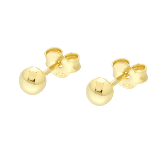 Orecchini Pallina mm 4 in ARGENTO 925 Galvanica Oro