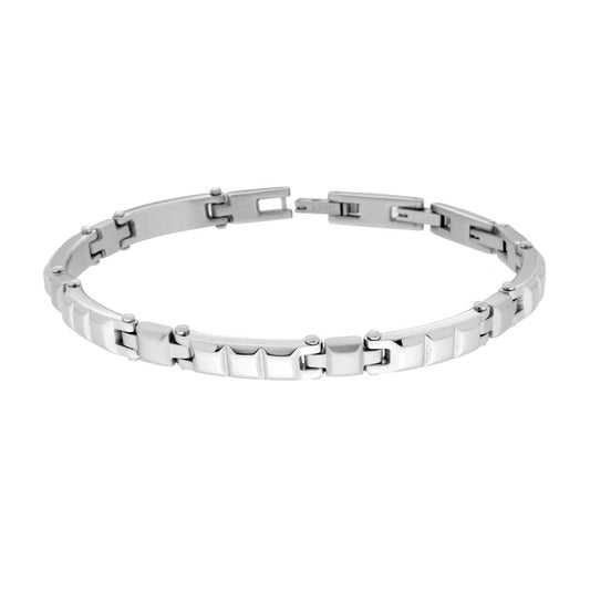 Bracciale Uomo Catena Imperniata e Bugnata in ACCIAIO