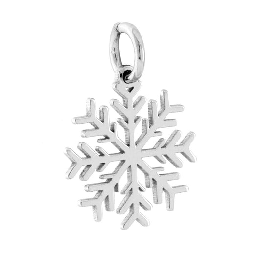 Ciondolo a forma di fiocco di neve con finitura liscia e lucida.<BR>Made in Italy