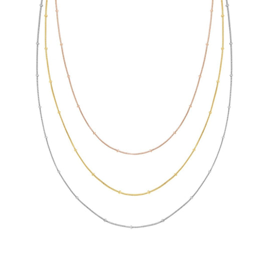 Collana tre fili Catena Coda di Topo in ACCIAIO colore Oro Acciaio e Rosa