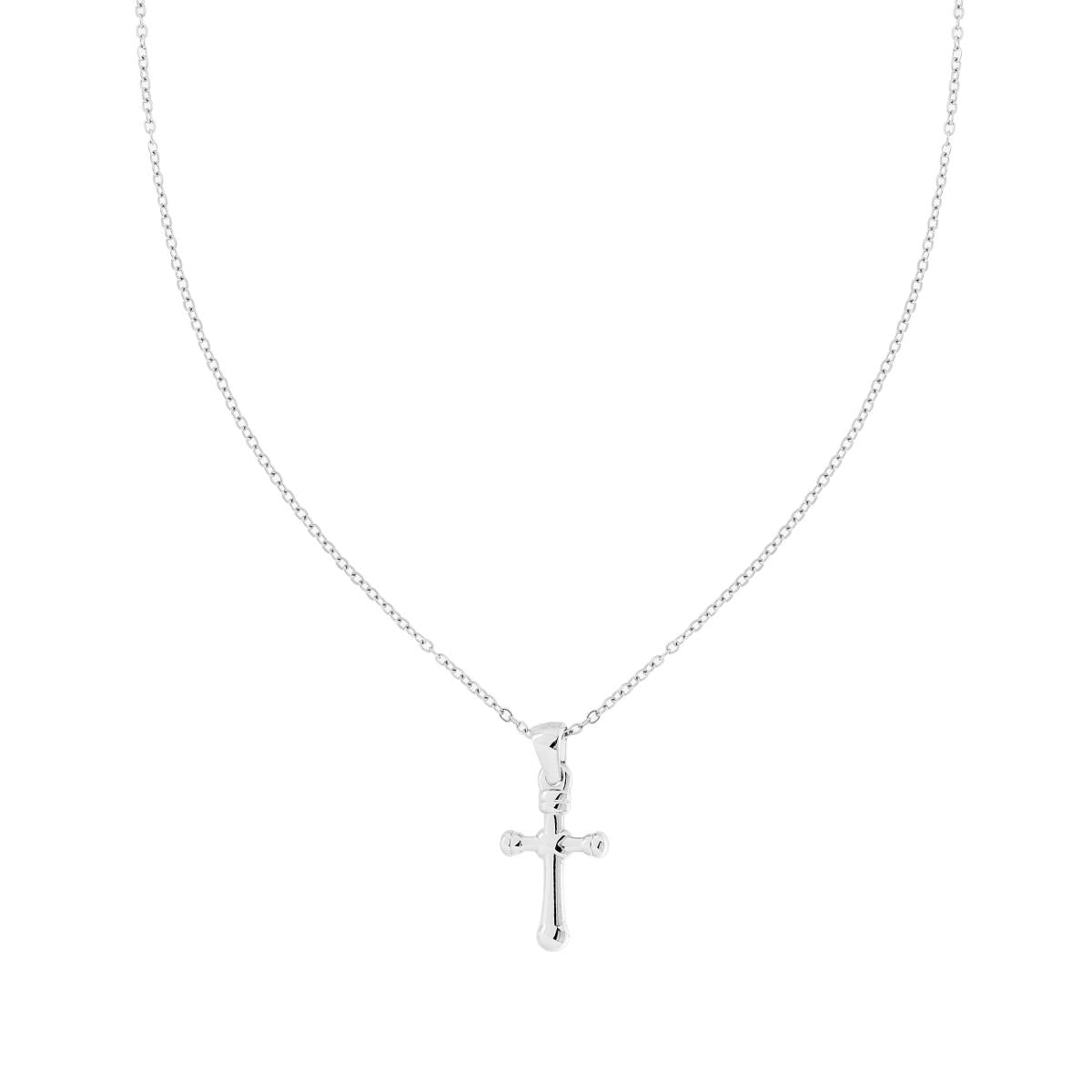 Collana Catena Forzatina Diamantata con Croce in ACCIAIO