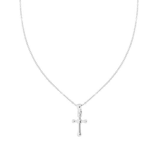 Collana Catena Forzatina Diamantata con Croce in ACCIAIO