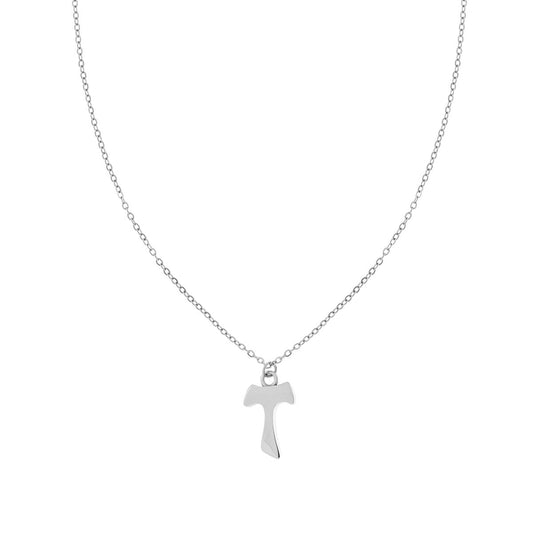 Collana Catena Forzatina con Croce Tao in ACCIAIO