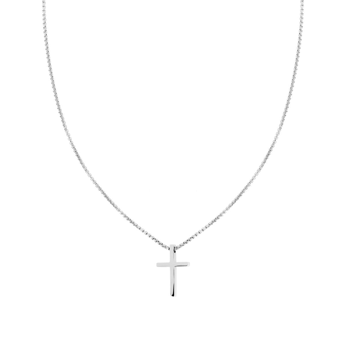 Collana Catena Veneziana tonda con Croce in ACCIAIO