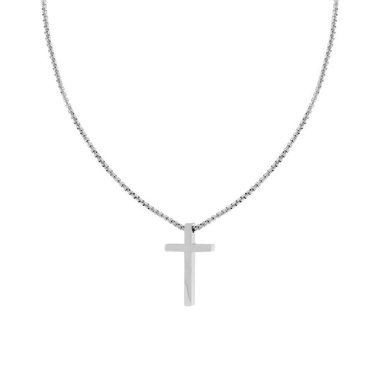 Collana Catena Veneziana Tonda con Croce in ACCIAIO
