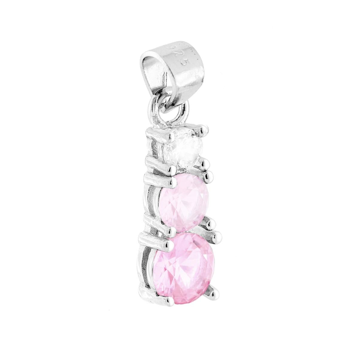 Ciondolo trilogy con cubic zirconia degradč nella dimensione e nel colore, da bianco a rosa, montati su 4 Griffe.