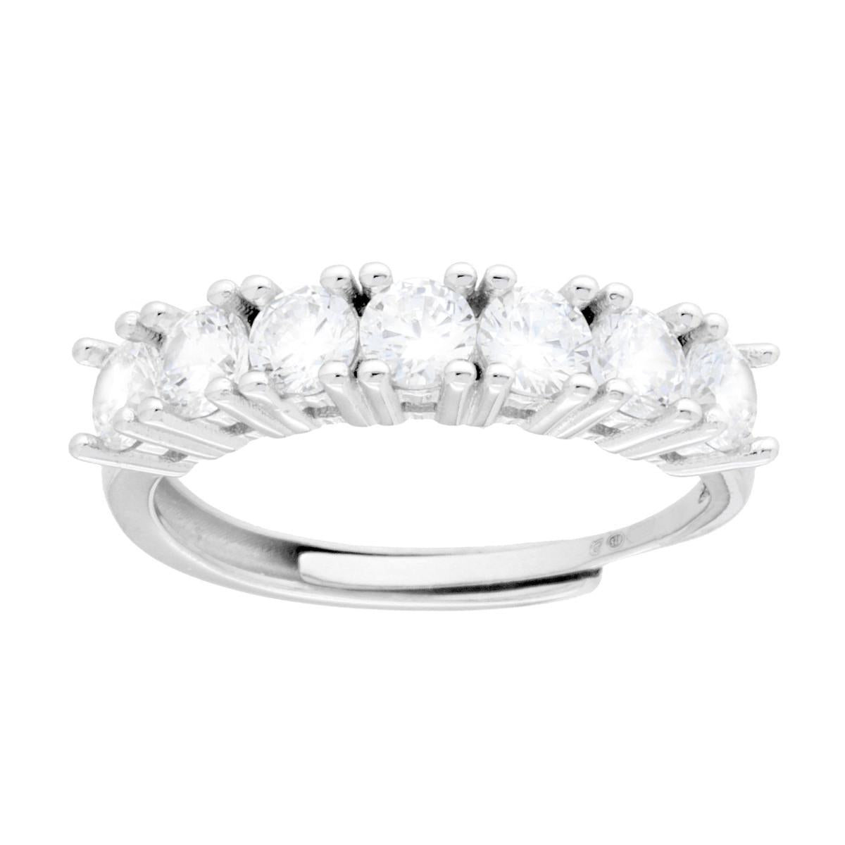 Anello Veretta con Cubic Zirconia Bianchi mm 4 in ARGENTO 925 Galvanica Rodio