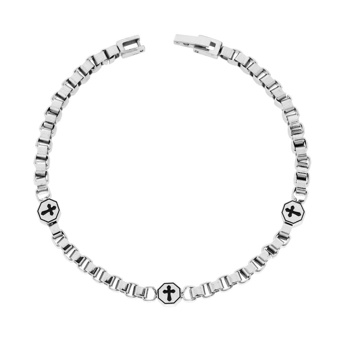 Bracciale Catena Veneziana con Croci in ACCIAIO