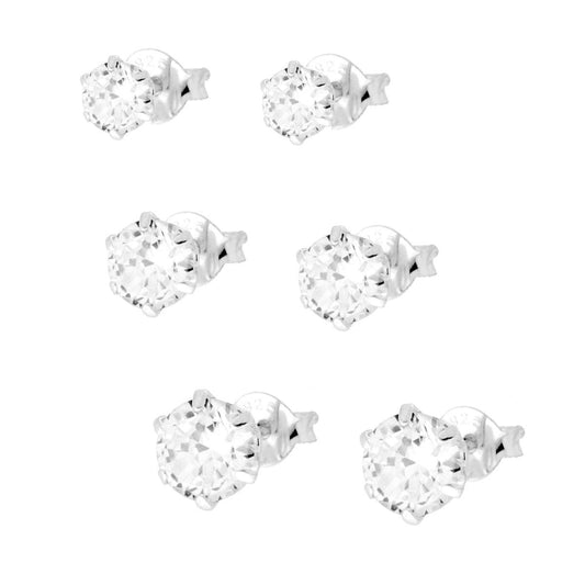 Orecchini Punto Luce Crystal Bianco mm 4/5/6 in ACCIAIO