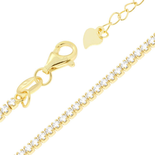 Bracciale Tennis Griffe cm 16+4 con Zirconi mm 1.5 Bianchi in ARGENTO 925 Galvanica Oro