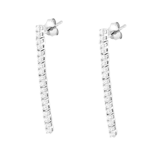Orecchini Tennis con Cubic Zirconia Bianchi in ARGENTO 925 Galvanica Rodio