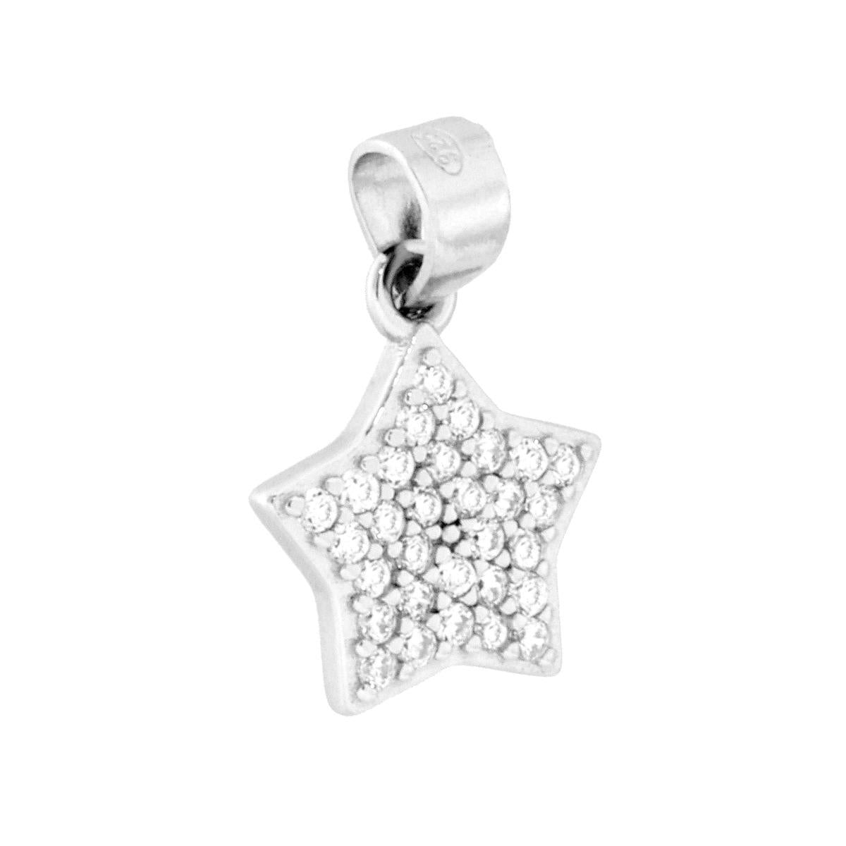Ciondolo a forma di stella con cubic zirconia bianchi incastonati.