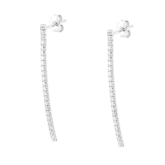 Orecchini Tennis con Cubic Zirconia Bianchi in ARGENTO 925 Galvanica Rodio