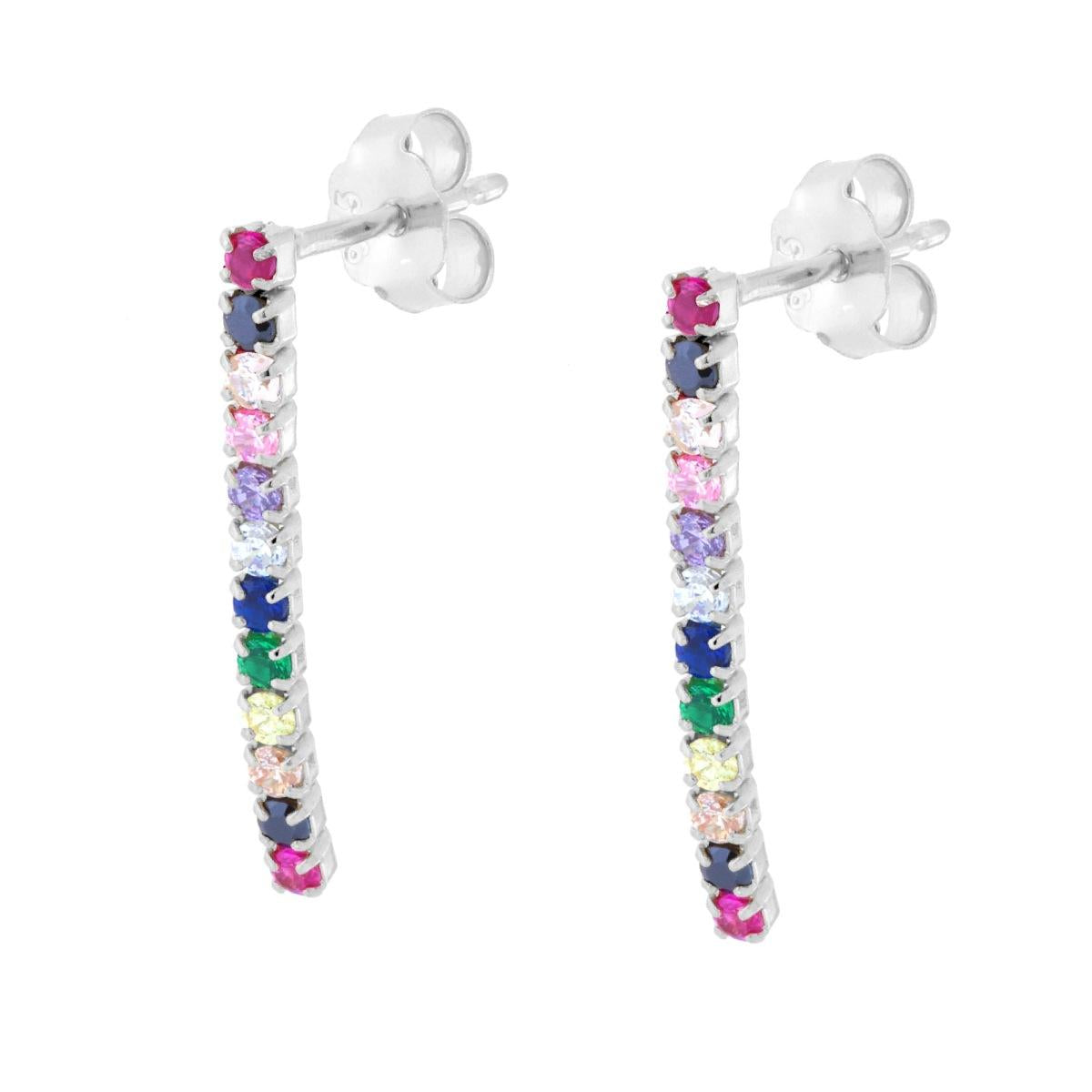 Orecchini Tennis con Cubic Zirconia Multicolor in ARGENTO 925 Galvanica Rodio