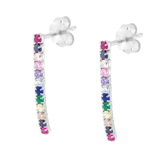 Orecchini Tennis con Cubic Zirconia Multicolor in ARGENTO 925 Galvanica Rodio