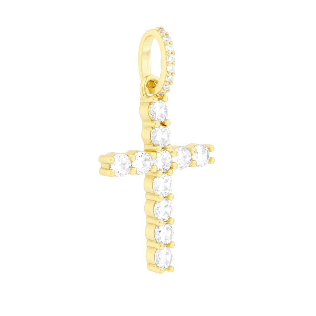 Ciondolo a forma di croce con cubic zirconia bianchi montati su 4 Griffe.
