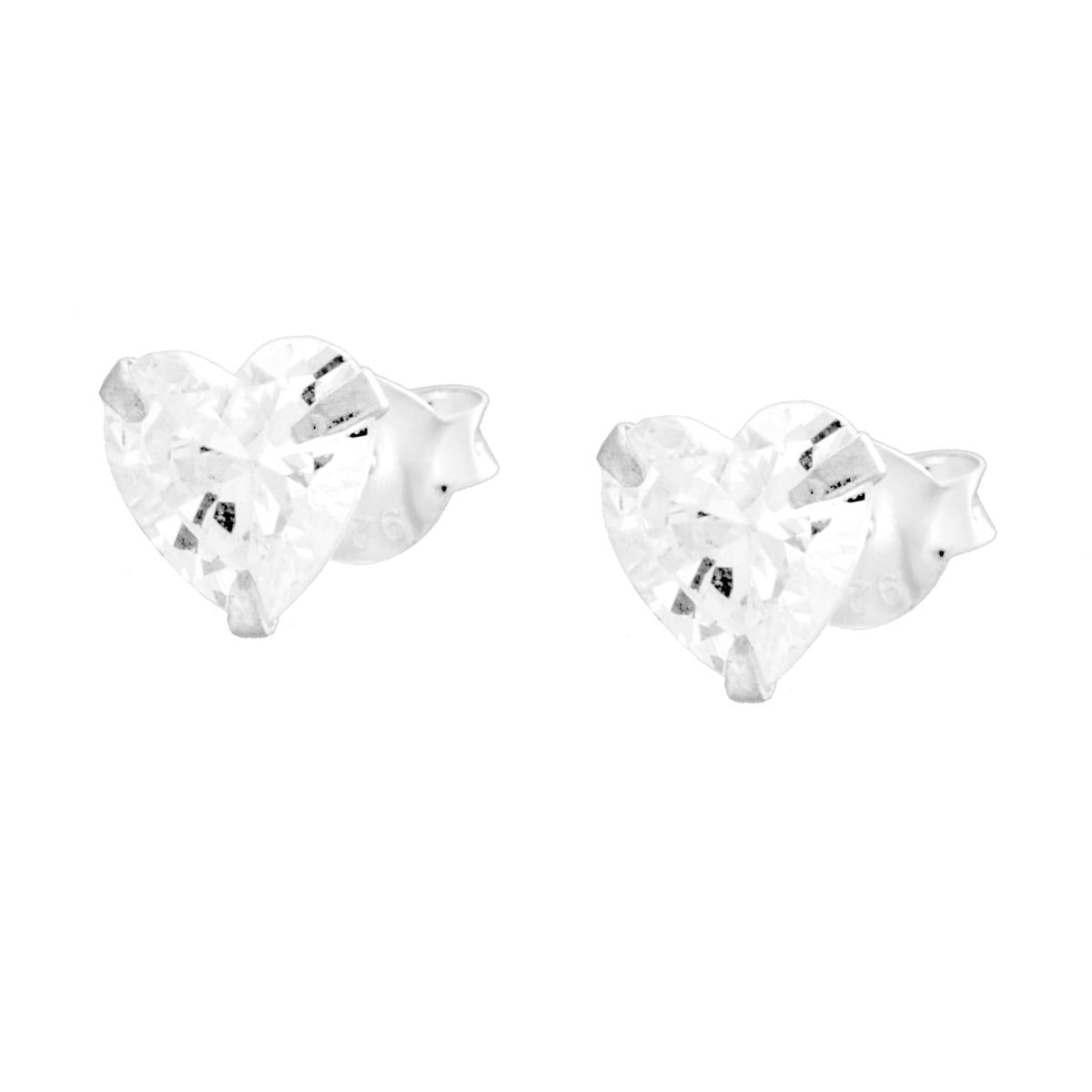 Orecchini Punto Luce Cuore Cubic Zirconia Bianchi in ARGENTO 925